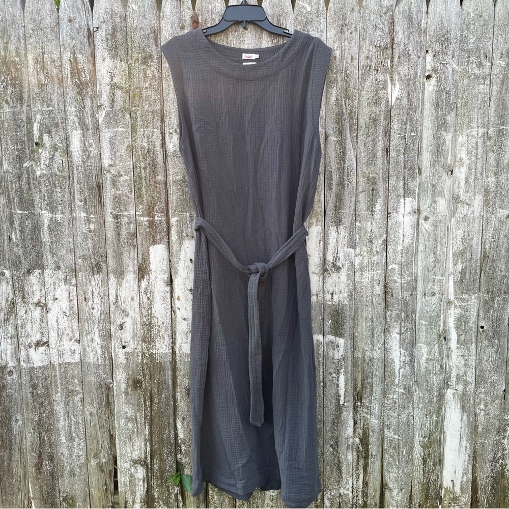 Faherty Women’s Large Dress Dream Costa Sleeveless Organic Cotton Gauze Gray